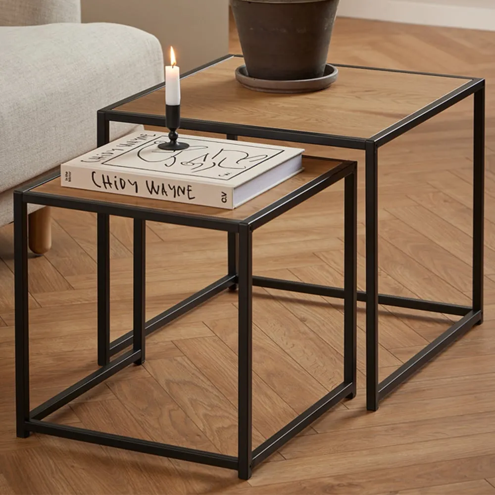 Seaford Nest of Tables - Black, Oak image