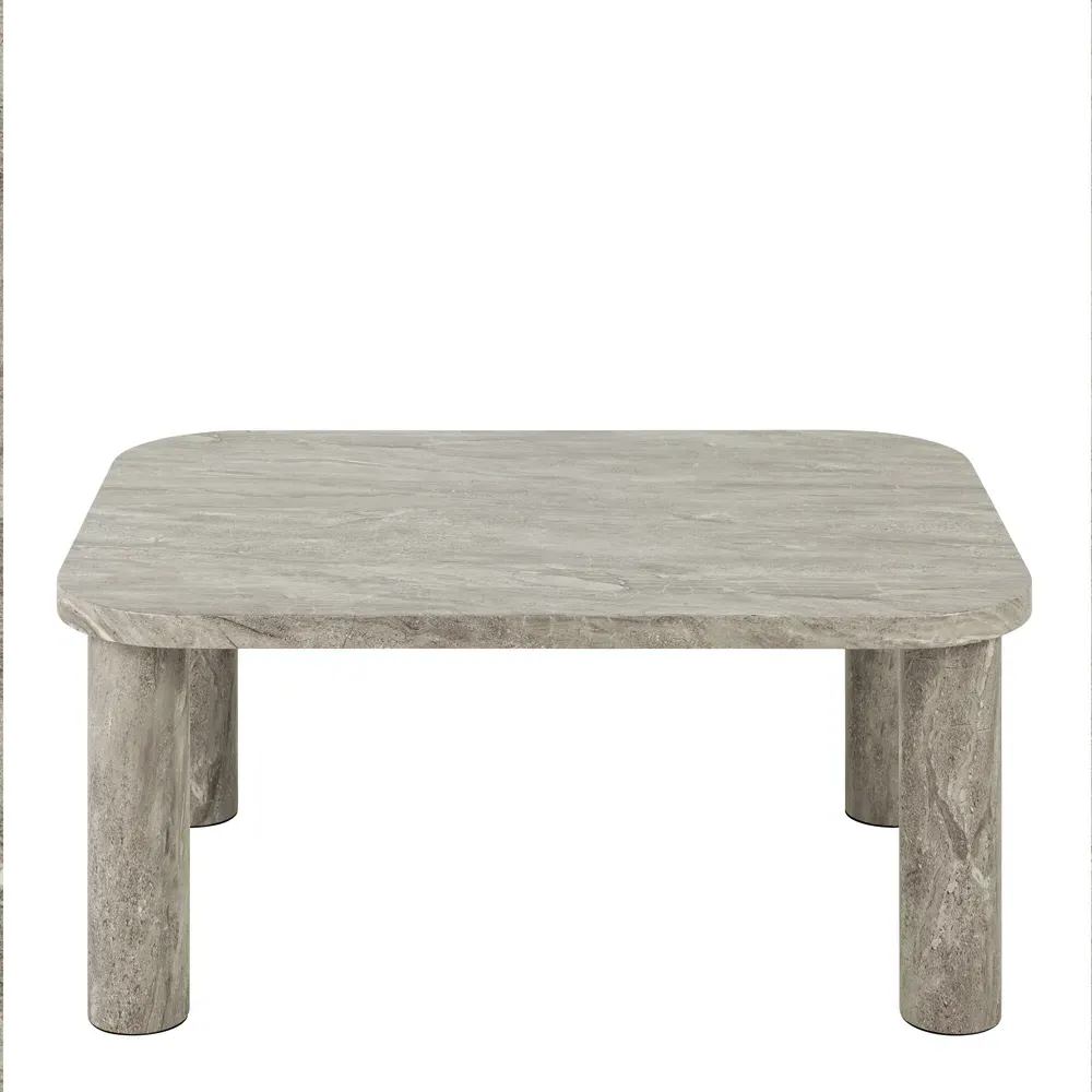 Solano Square Coffee Table - Grey, Marble