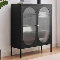 Alba 2 Door Small Cabinet - Black, Metal