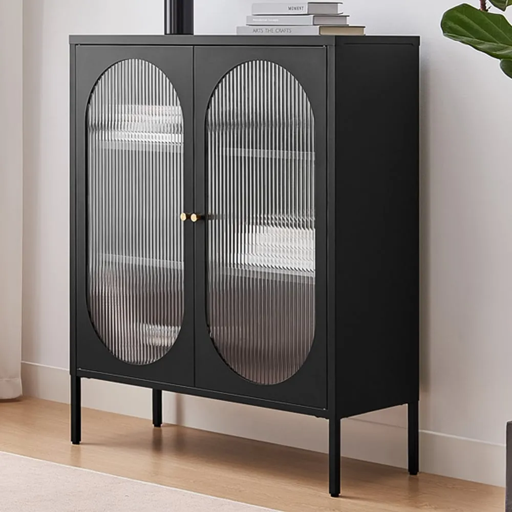 Alba 2 Door Small Cabinet - Black, Metal
