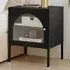 Alba Single Door Bedside Table with Storage - Black, Metal
