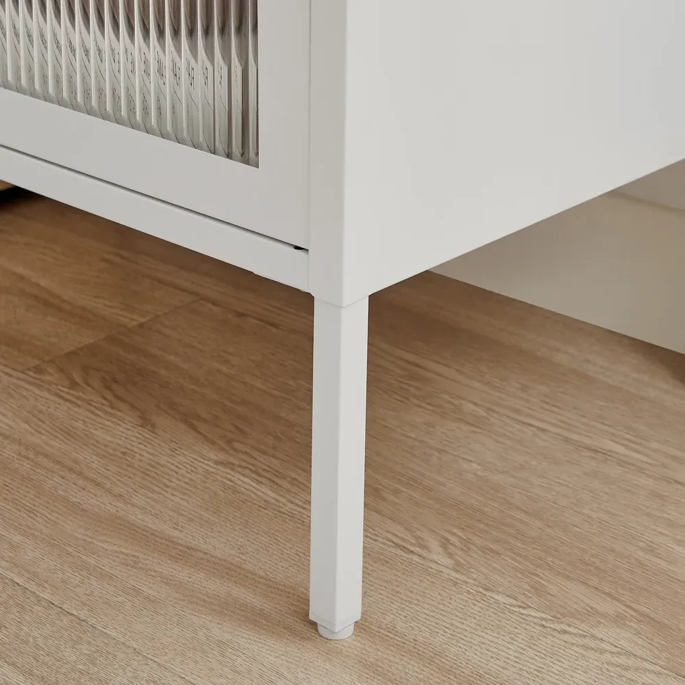 Alba Single Door Bedside Table with Storage - White, Metal