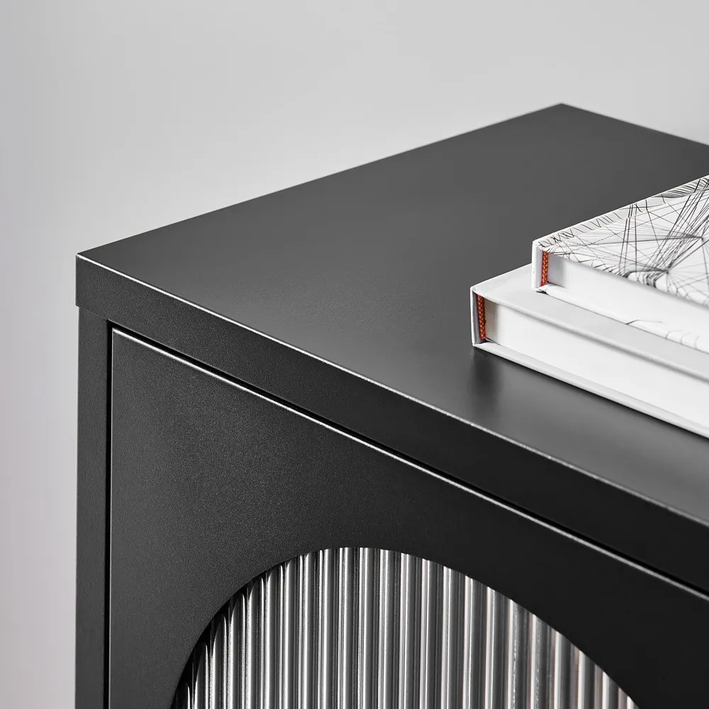 Alba Single Door Small Cabinet - Black, Metal