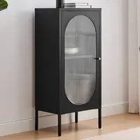 Alba Single Door Small Cabinet - Black, Metal