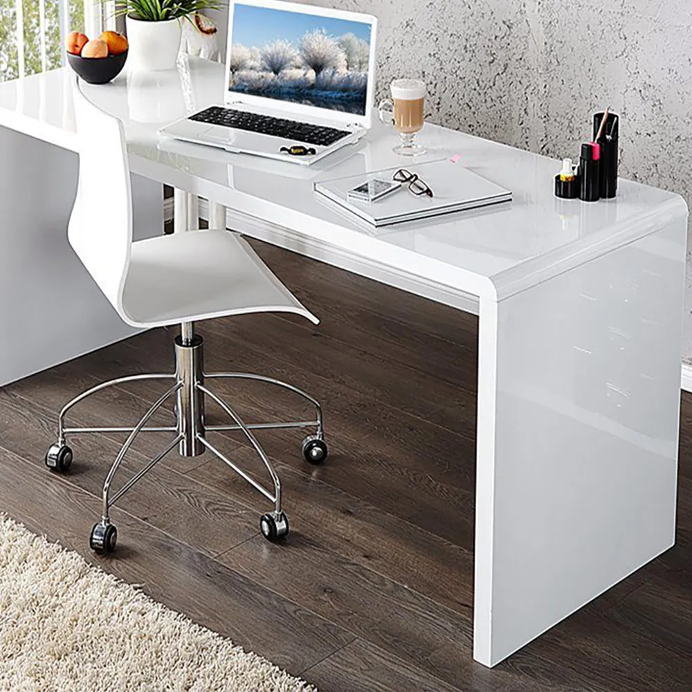 Alfredo High Gloss Computer Office Desk - White