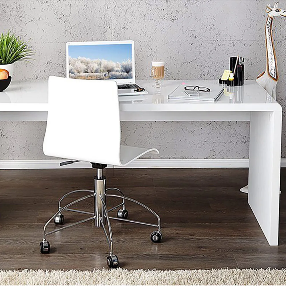 Alfredo High Gloss Computer Office Desk - White