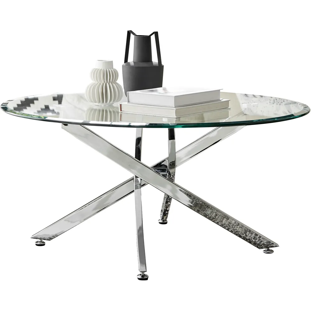 Alfredo Round Coffee Table - Silver, Glass