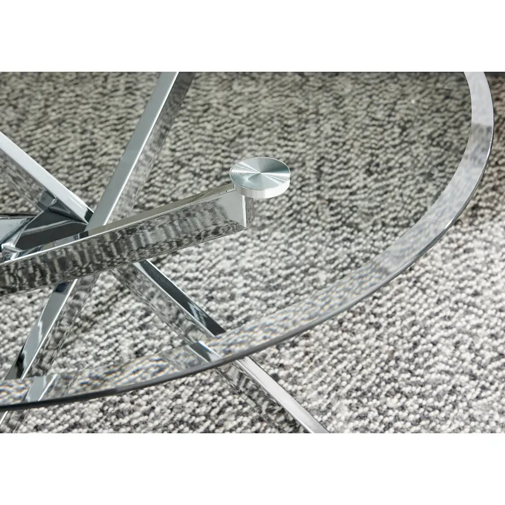 Alfredo Round Coffee Table - Silver, Glass