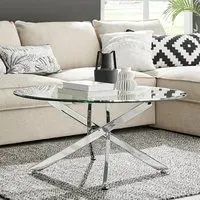 Alfredo Round Coffee Table - Silver, Glass