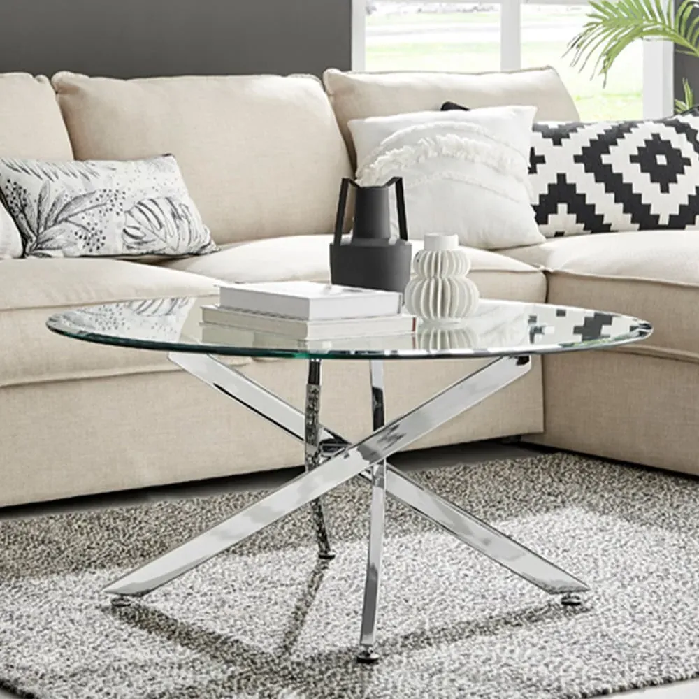 Alfredo Round Coffee Table - Silver, Glass image