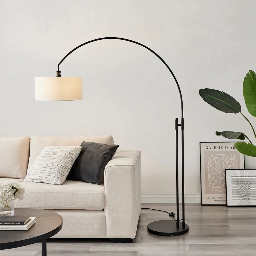 Amelia Arc Floor Lamp - White, Black