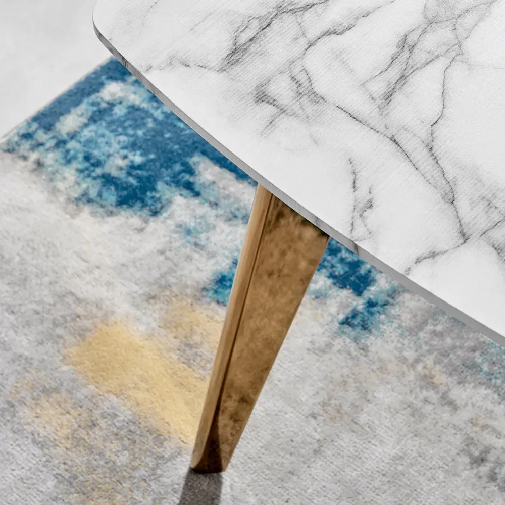 Andros 6 Seater Dining Table - White, Marble Effect