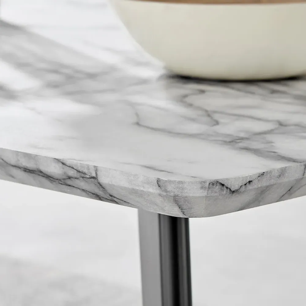 Andros 6 Seater Dining Table - White, Marble Effect