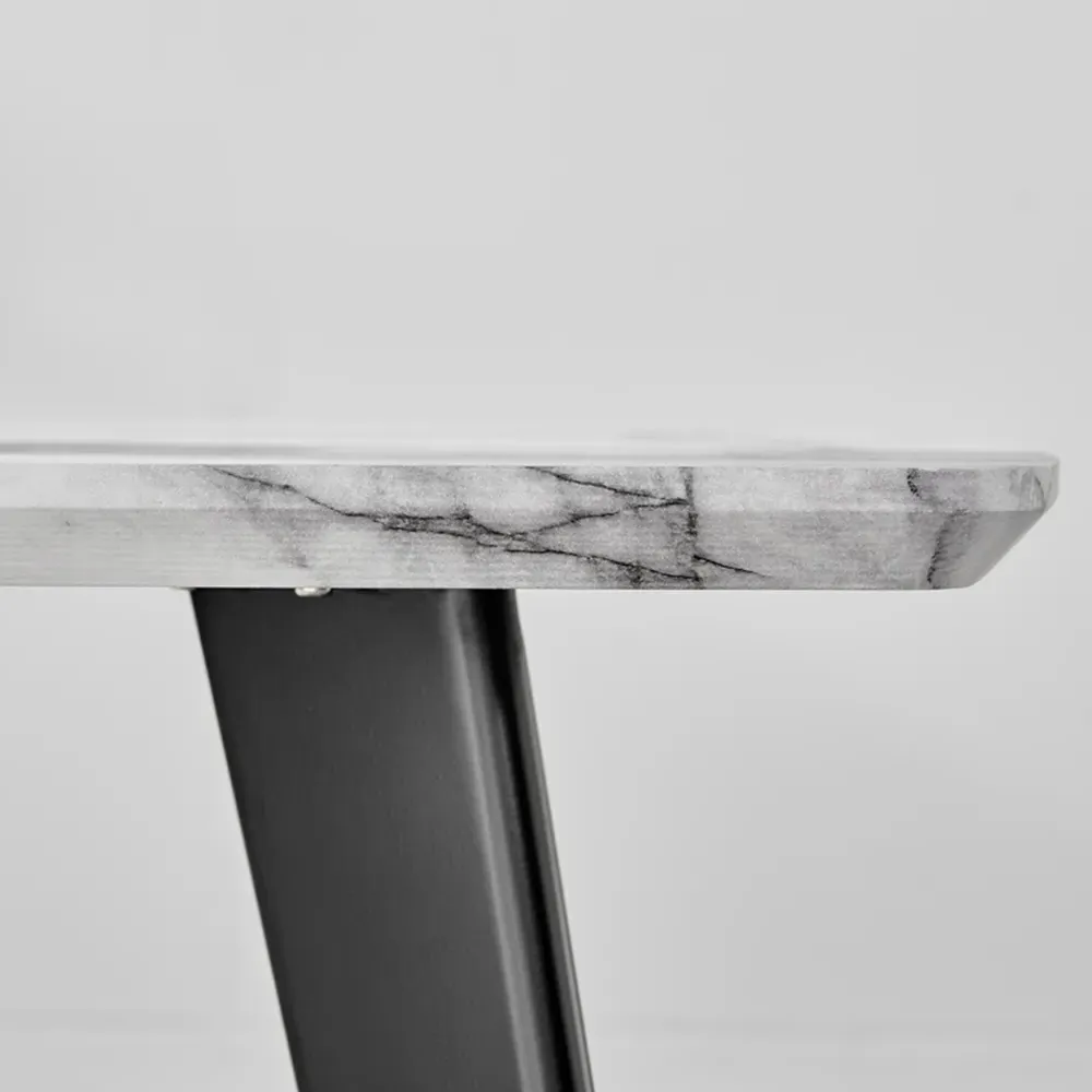 Andros 6 Seater Dining Table - White, Marble Effect