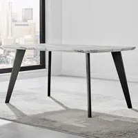 Andros 6 Seater Dining Table - White, Marble Effect