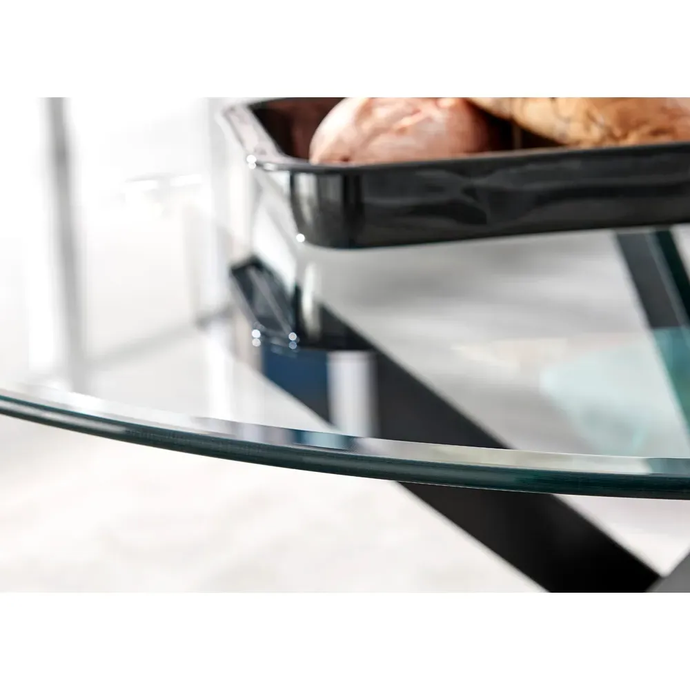 Arona 4-Seater Round Dining Table - Black, Glass