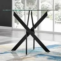 Arona 4-Seater Round Dining Table - Black, Glass