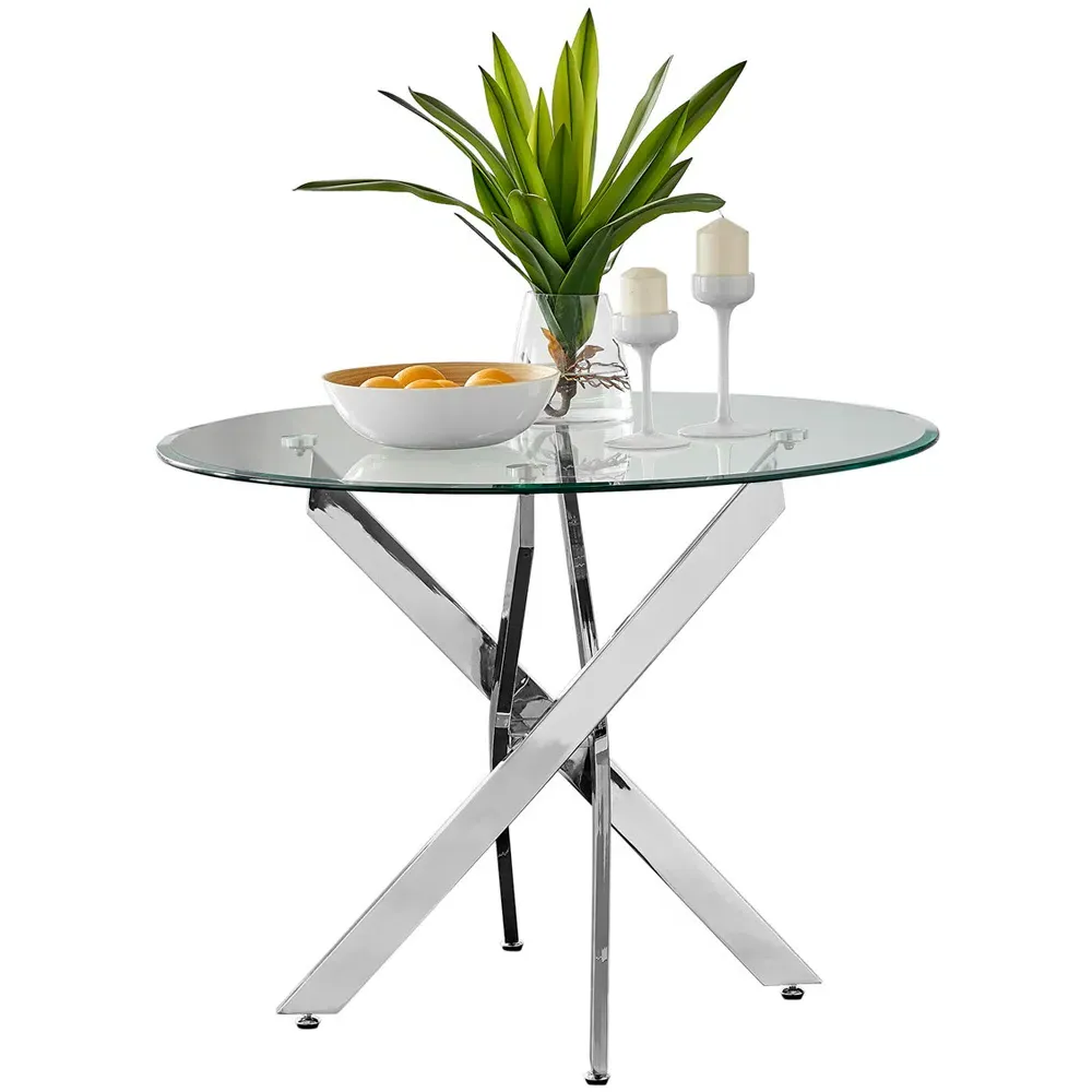 Arona 4-Seater Round Dining Table - Clear, Glass