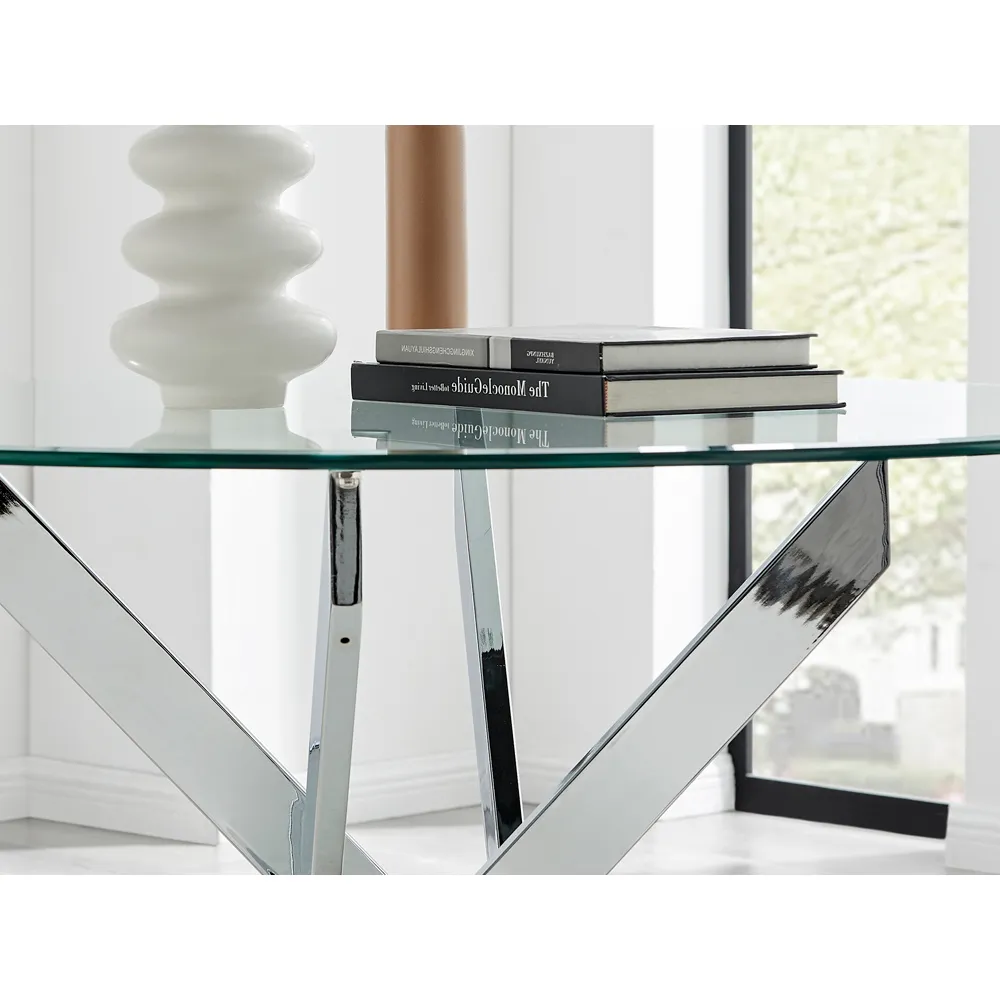 Arona 4-Seater Round Dining Table - Clear, Glass