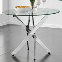 Arona 4-Seater Round Dining Table - Clear, Glass