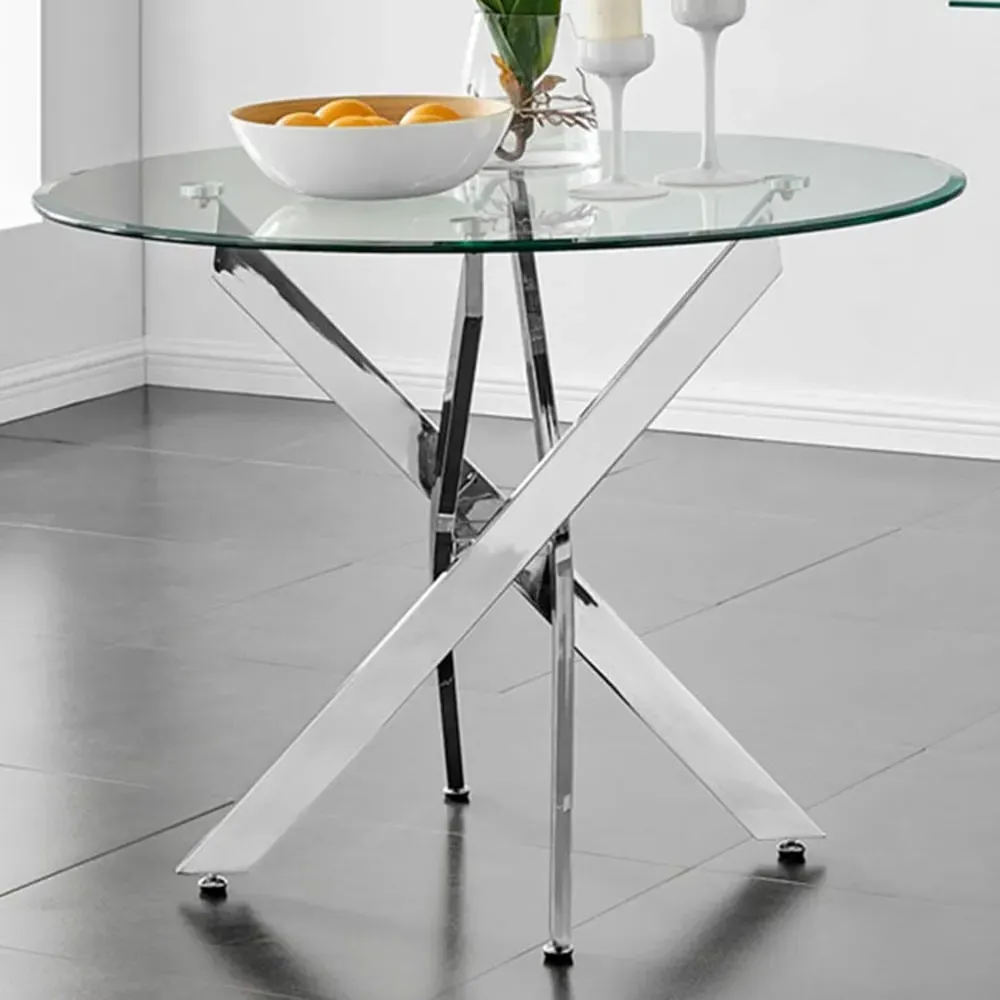 Arona 4-Seater Round Dining Table - Clear, Glass