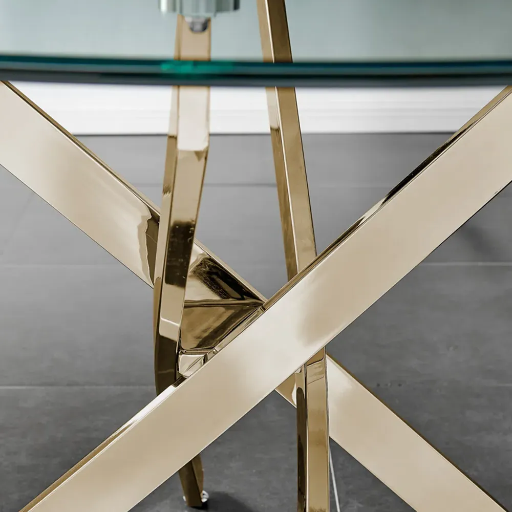 Arona 4-Seater Round Dining Table - Gold, Glass