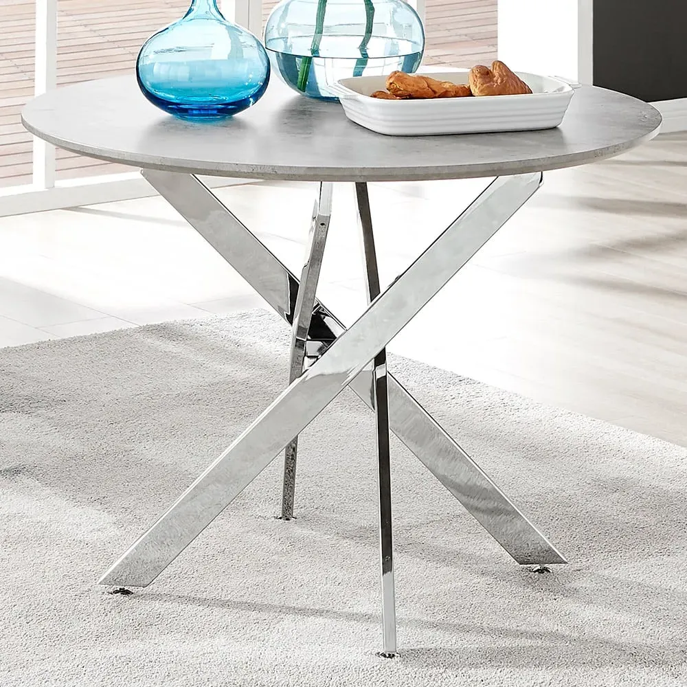 Arona 4-Seater Round Dining Table - Grey, Concrete