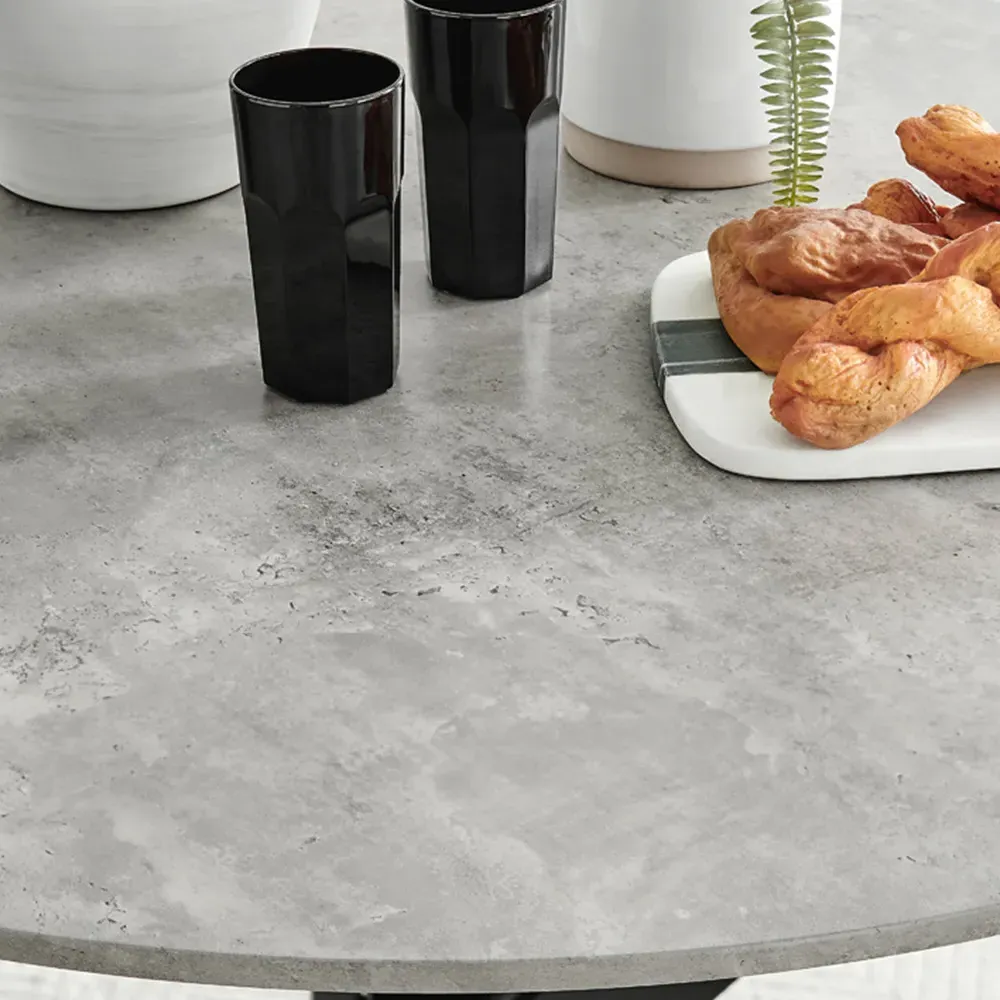 Arona 4-Seater Round Dining Table - Grey, Concrete