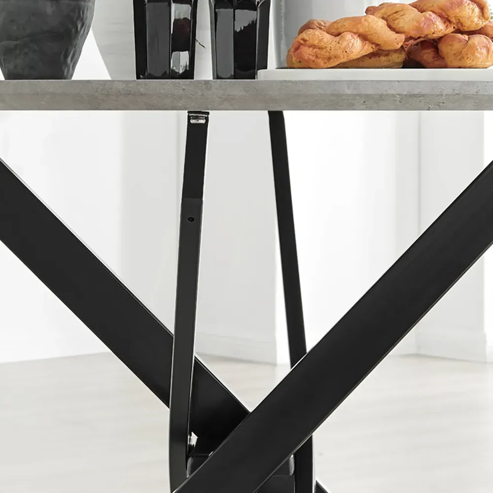 Arona 4-Seater Round Dining Table - Grey, Concrete