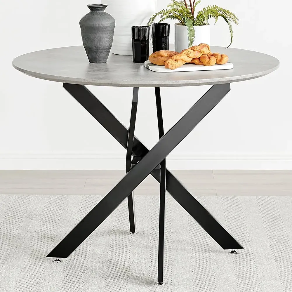 Arona 4-Seater Round Dining Table - Grey, Concrete image