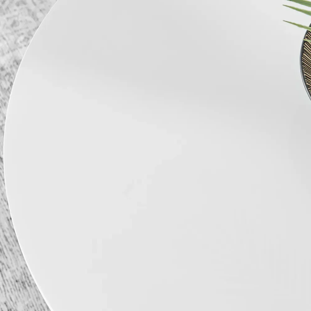 Arona 4-Seater Round Dining Table - White, High Gloss