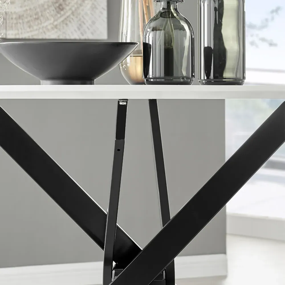 Arona 4-Seater Round Dining Table - White, High Gloss