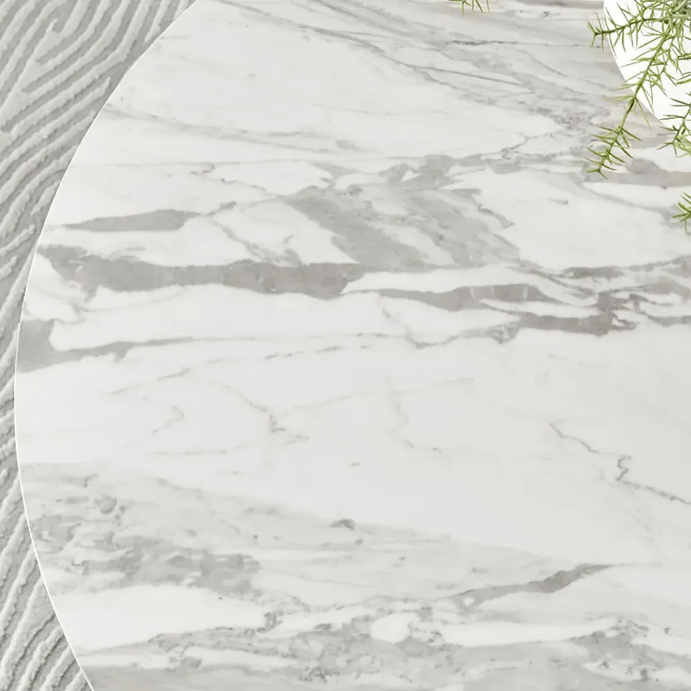 Arona 4-Seater Round Dining Table - White, Marble