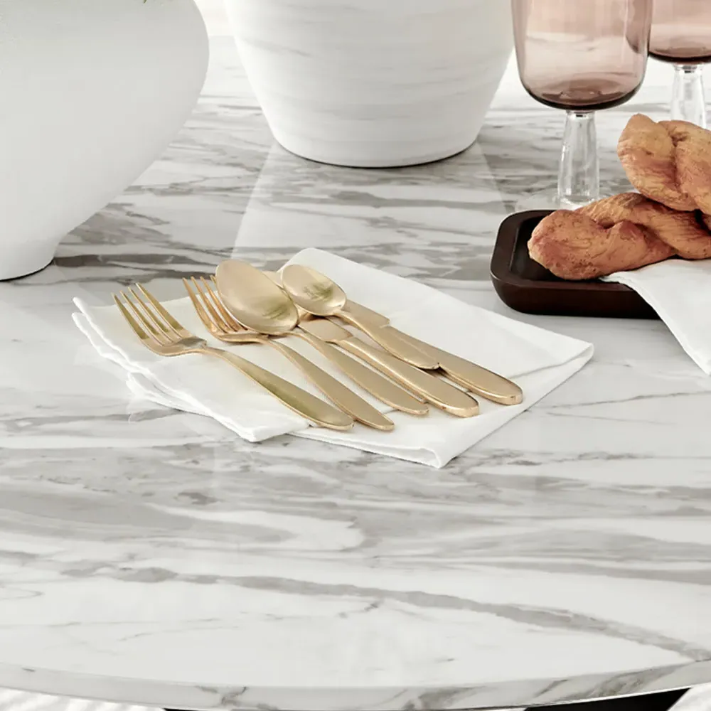 Arona 4-Seater Round Dining Table - White, Marble