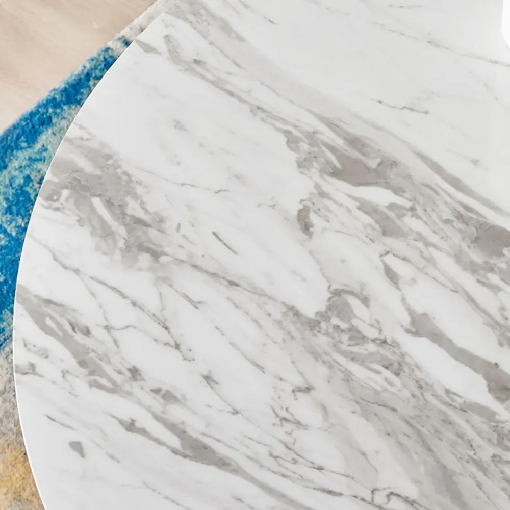 Arona 4-Seater Round Dining Table - White, Marble