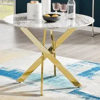 Arona 4-Seater Round Dining Table - White, Marble