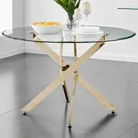 Arona 6-Seater Round Dining Table - Gold, Glass