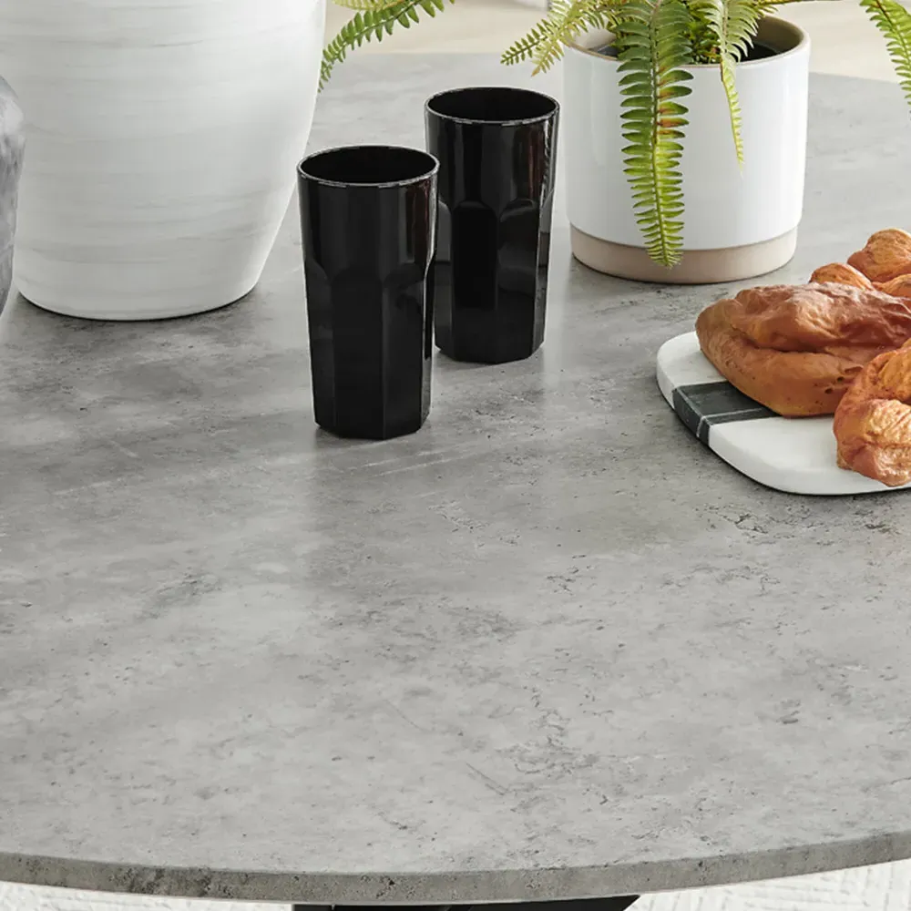 Arona 6-Seater Round Dining Table - Grey, Concrete
