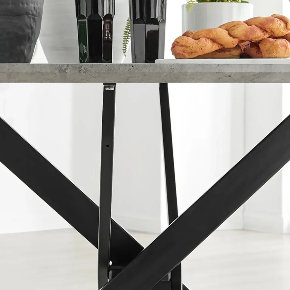 Arona 6-Seater Round Dining Table - Grey, Concrete