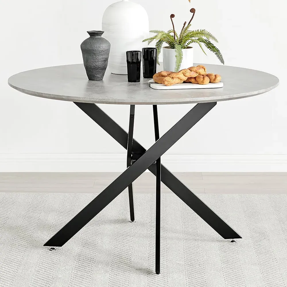 Arona 6-Seater Round Dining Table - Grey, Concrete
