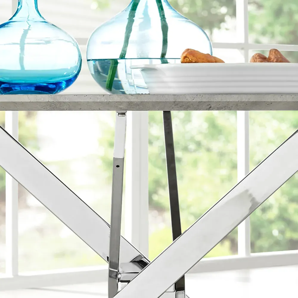 Arona 6-Seater Round Dining Table - Grey, Concrete