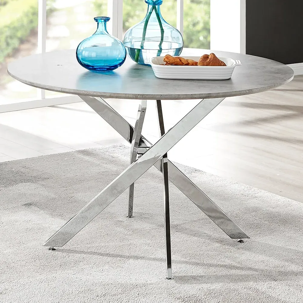 Arona 6-Seater Round Dining Table - Grey, Concrete