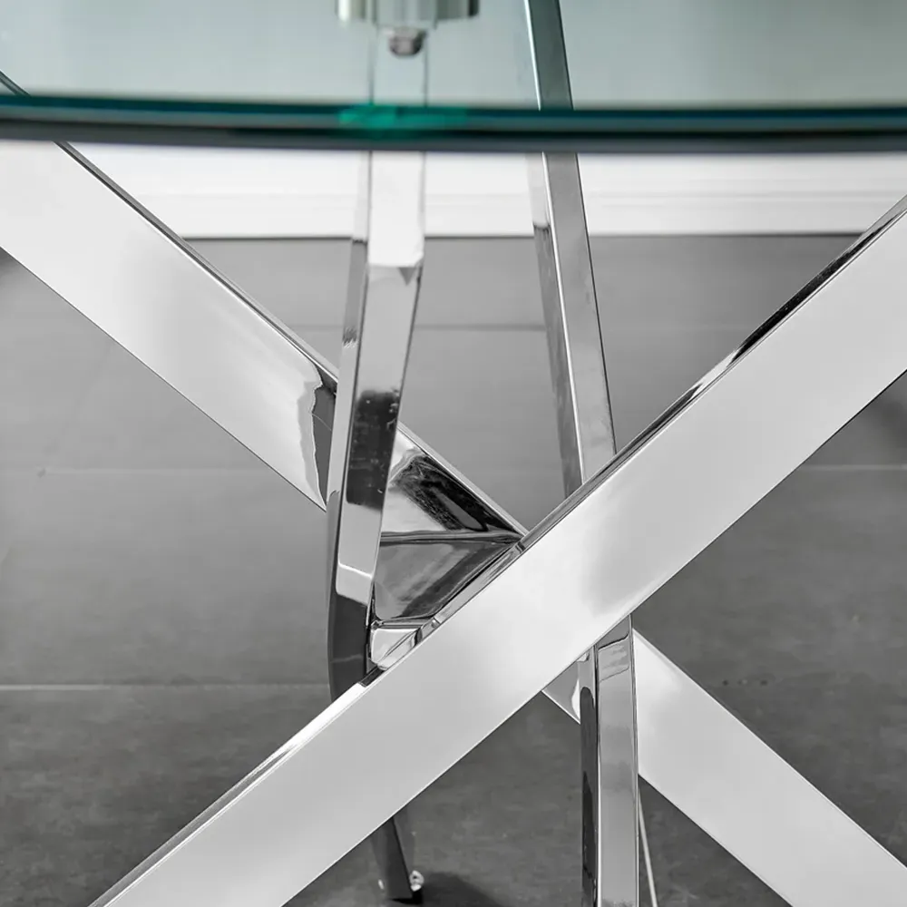 Arona 6-Seater Round Dining Table - Silver, Glass