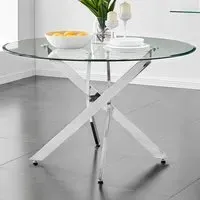 Arona 6-Seater Round Dining Table - Silver, Glass