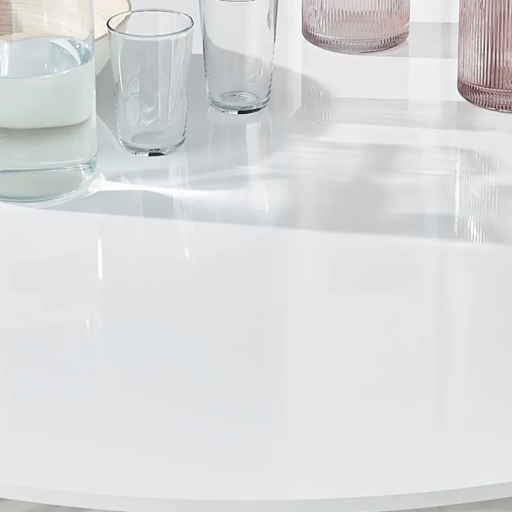 Arona 6-Seater Round Dining Table - White, High Gloss