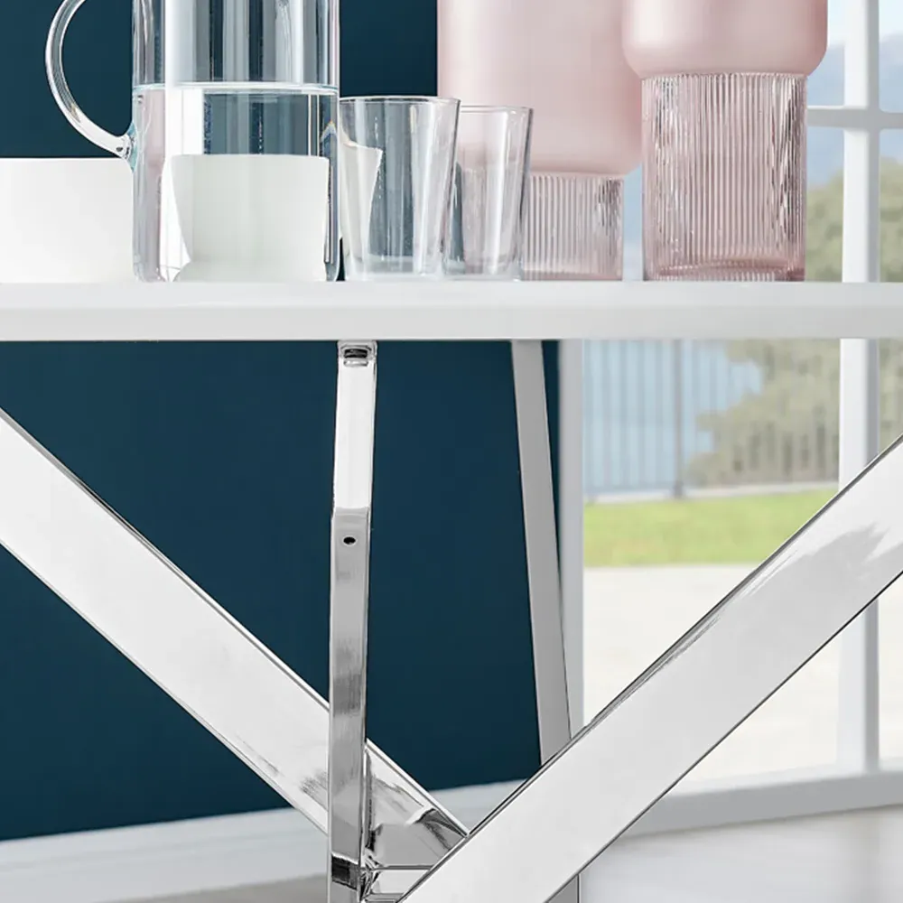 Arona 6-Seater Round Dining Table - White, High Gloss