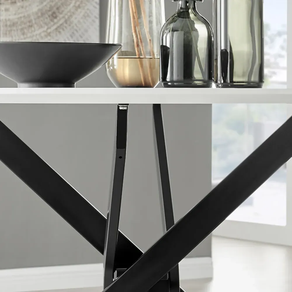 Arona 6-Seater Round Dining Table - White, High Gloss