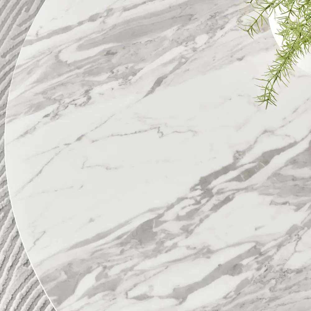 Arona 6-Seater Round Dining Table - White, Marble