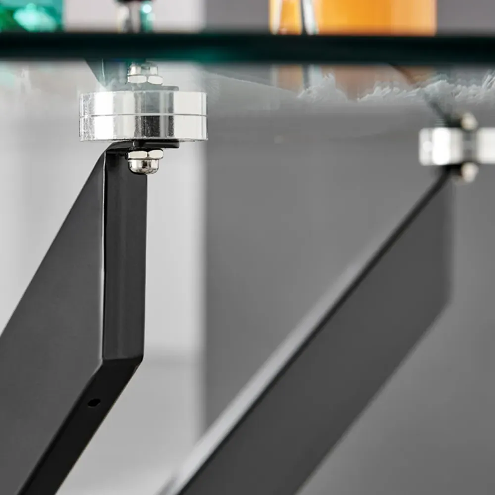 Arona 6 Seater Round Glass Dining Table - Black