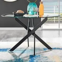 Arona 6 Seater Round Glass Dining Table - Black